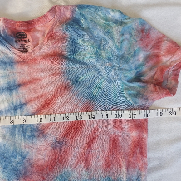 Ecko Unltd Pink Blue Tie Dye Short Sleeve V Neck T-Shirt, Medium - Picture 6 of 9